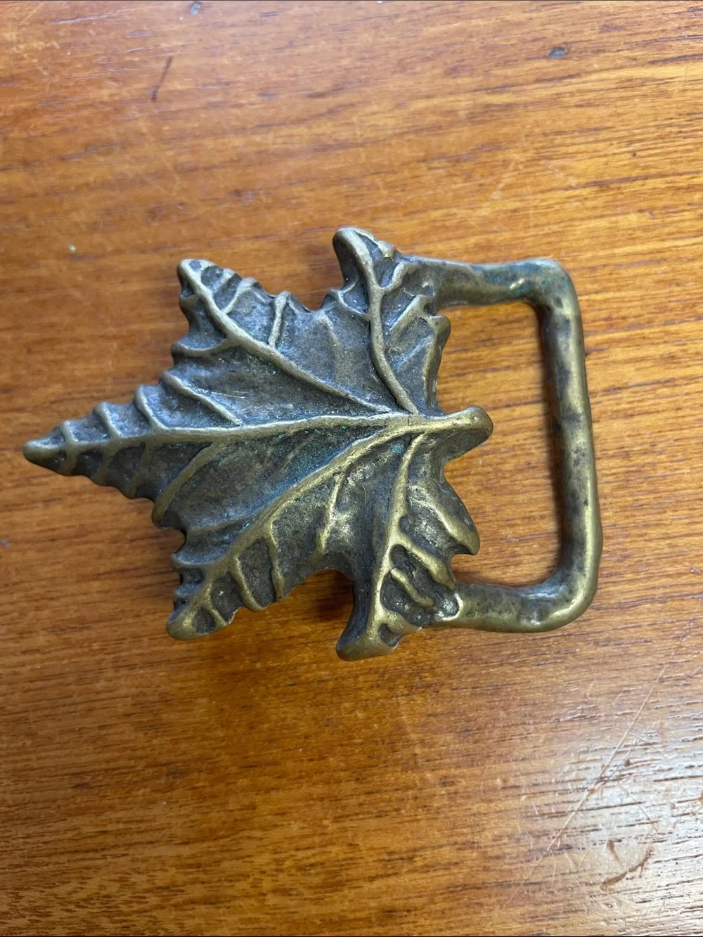 Brass Maple Leaf Belt Buckle - 2x2.